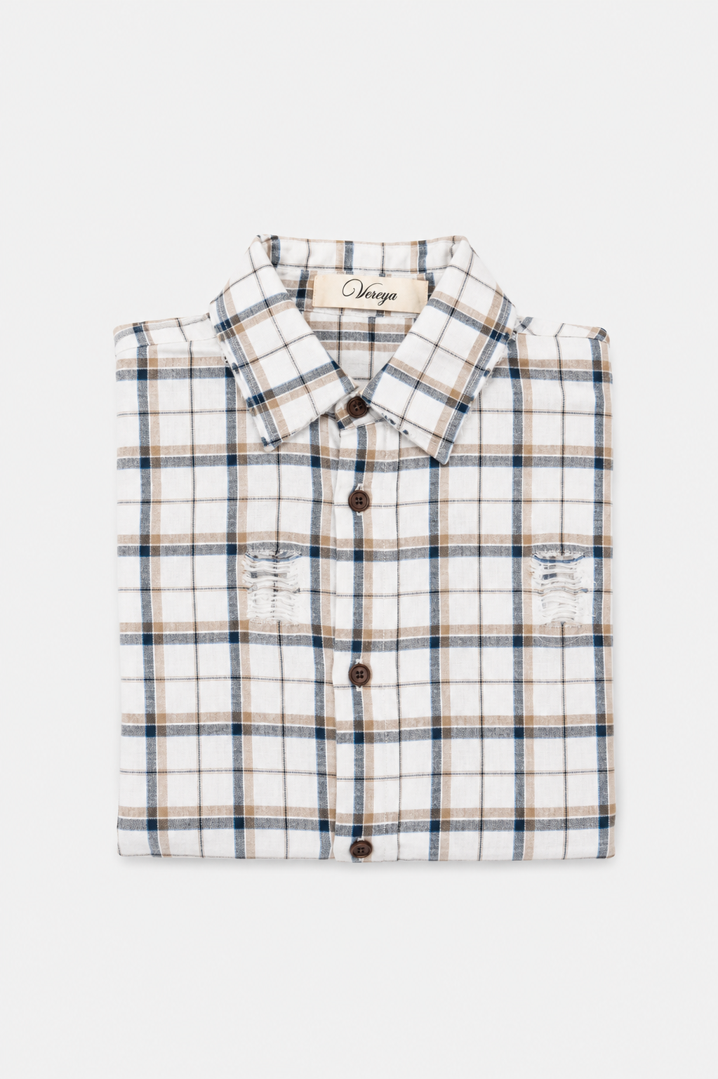DISTRESSED PLAID SHIRT