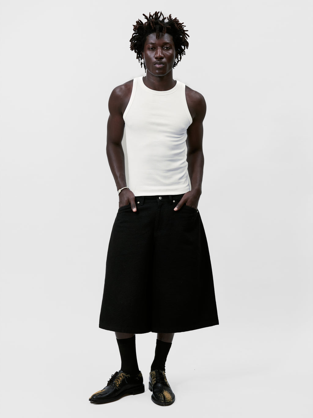 SASHIKO-ORI BALLOON SHORTS