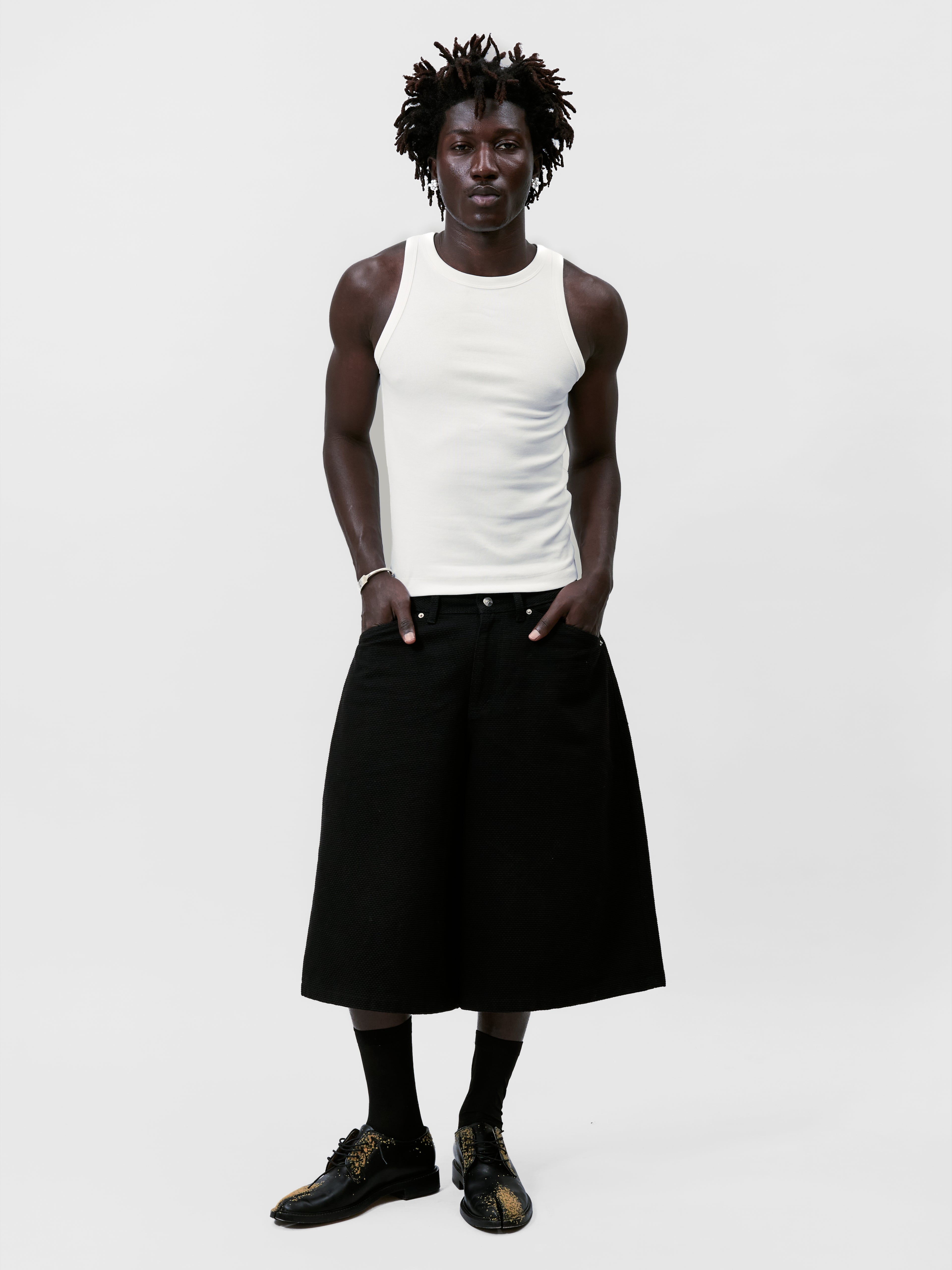 SASHIKO-ORI BALLOON SHORTS