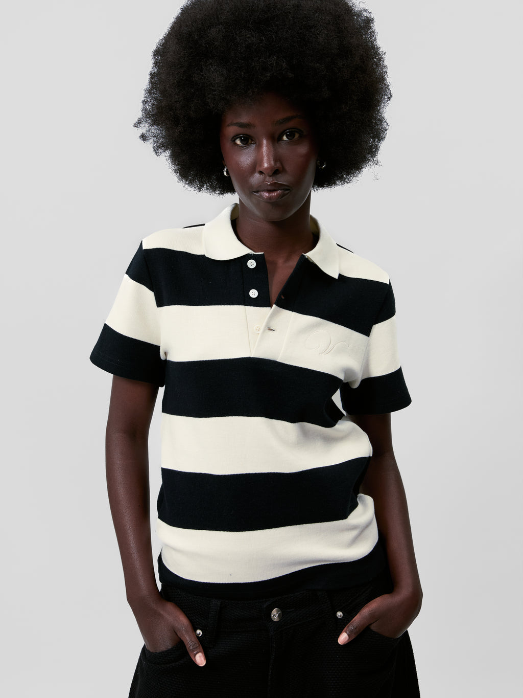 STRIPED KNIT POLO