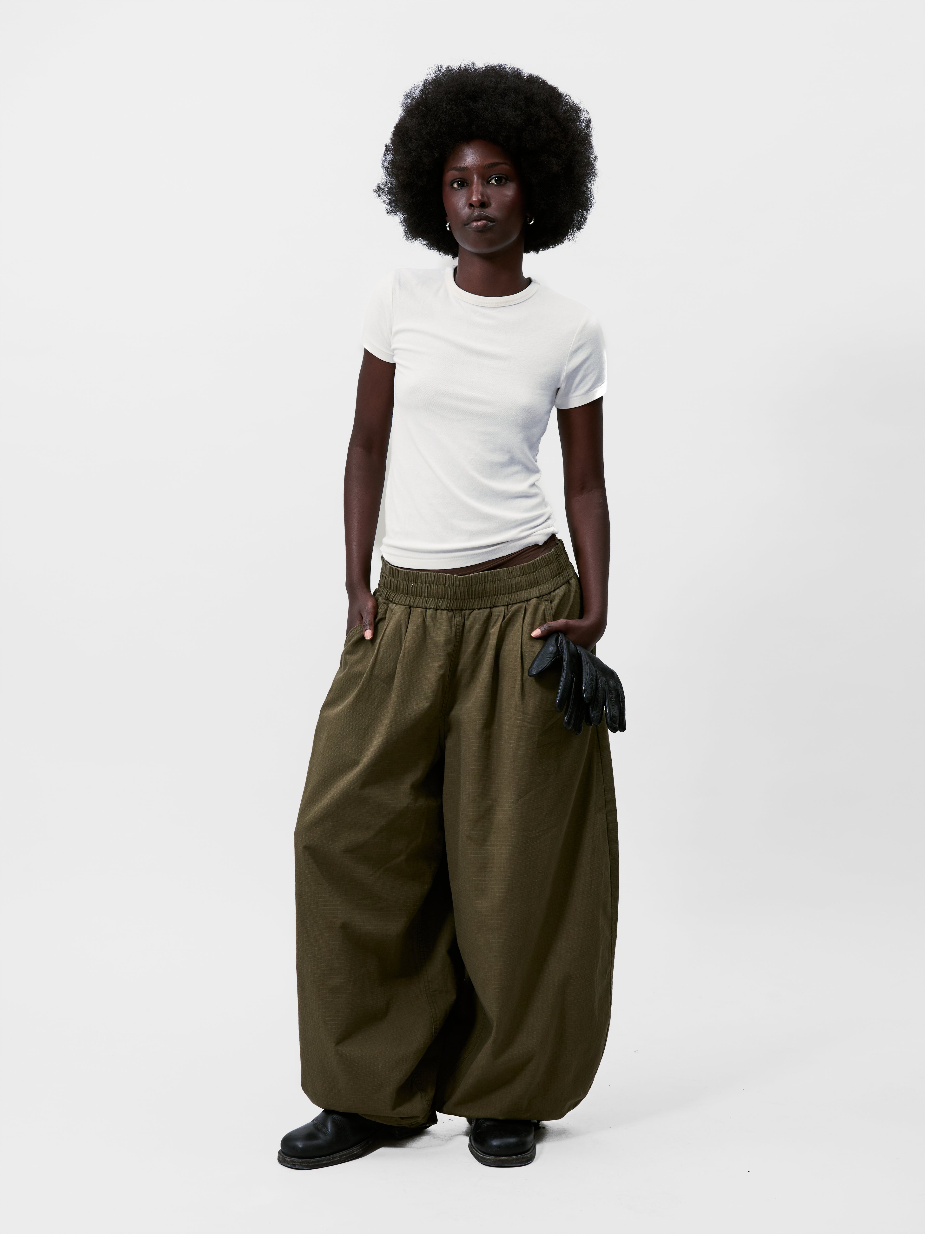 KHAKI BALLOON PANTS