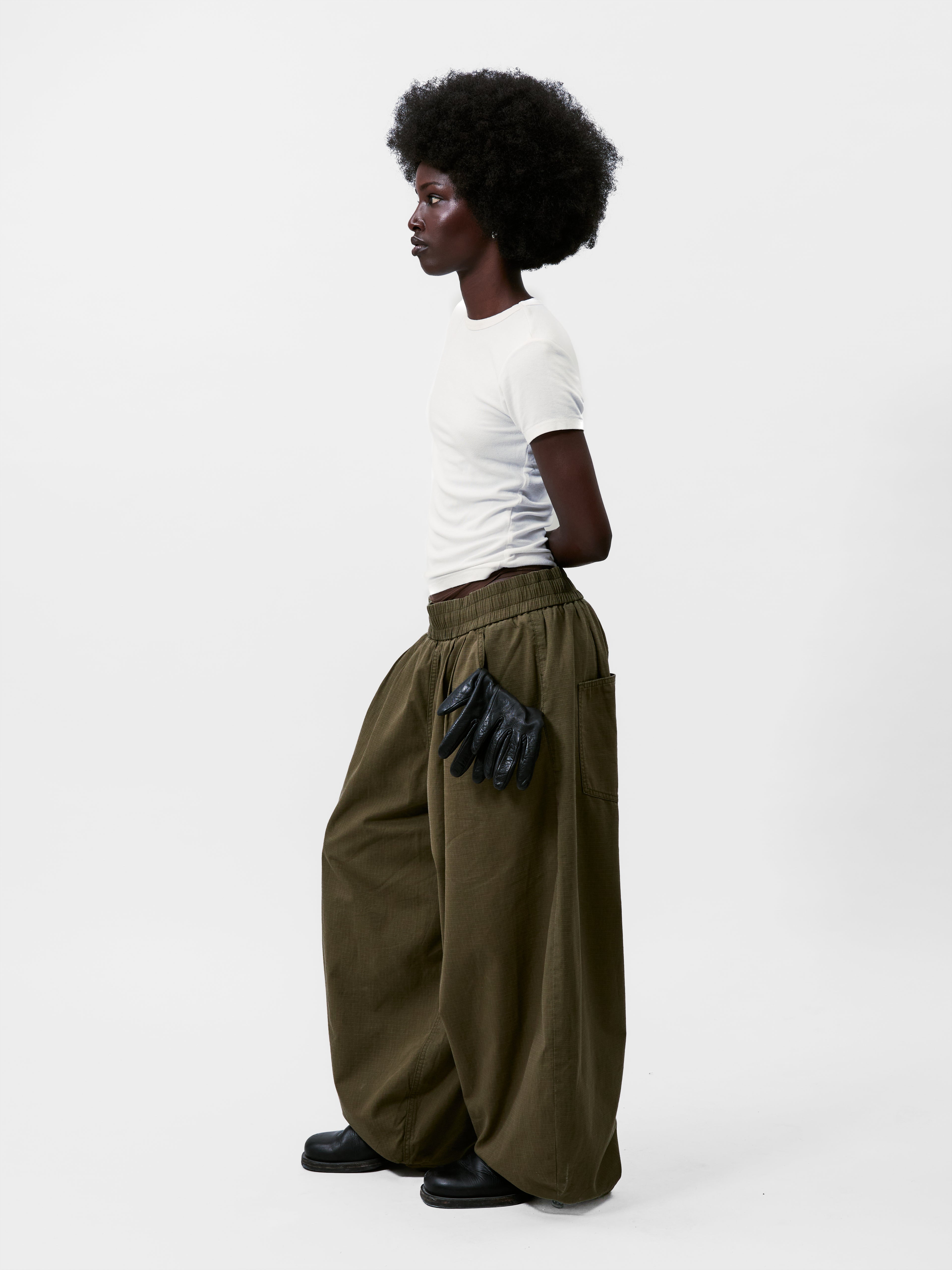 KHAKI BALLOON PANTS