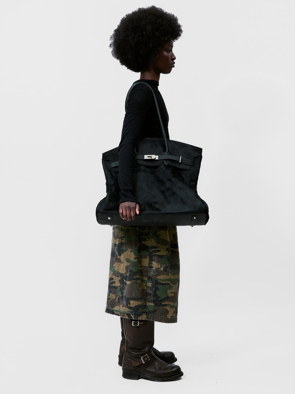 PONYHAIR TRAVEL BAG - NOIR